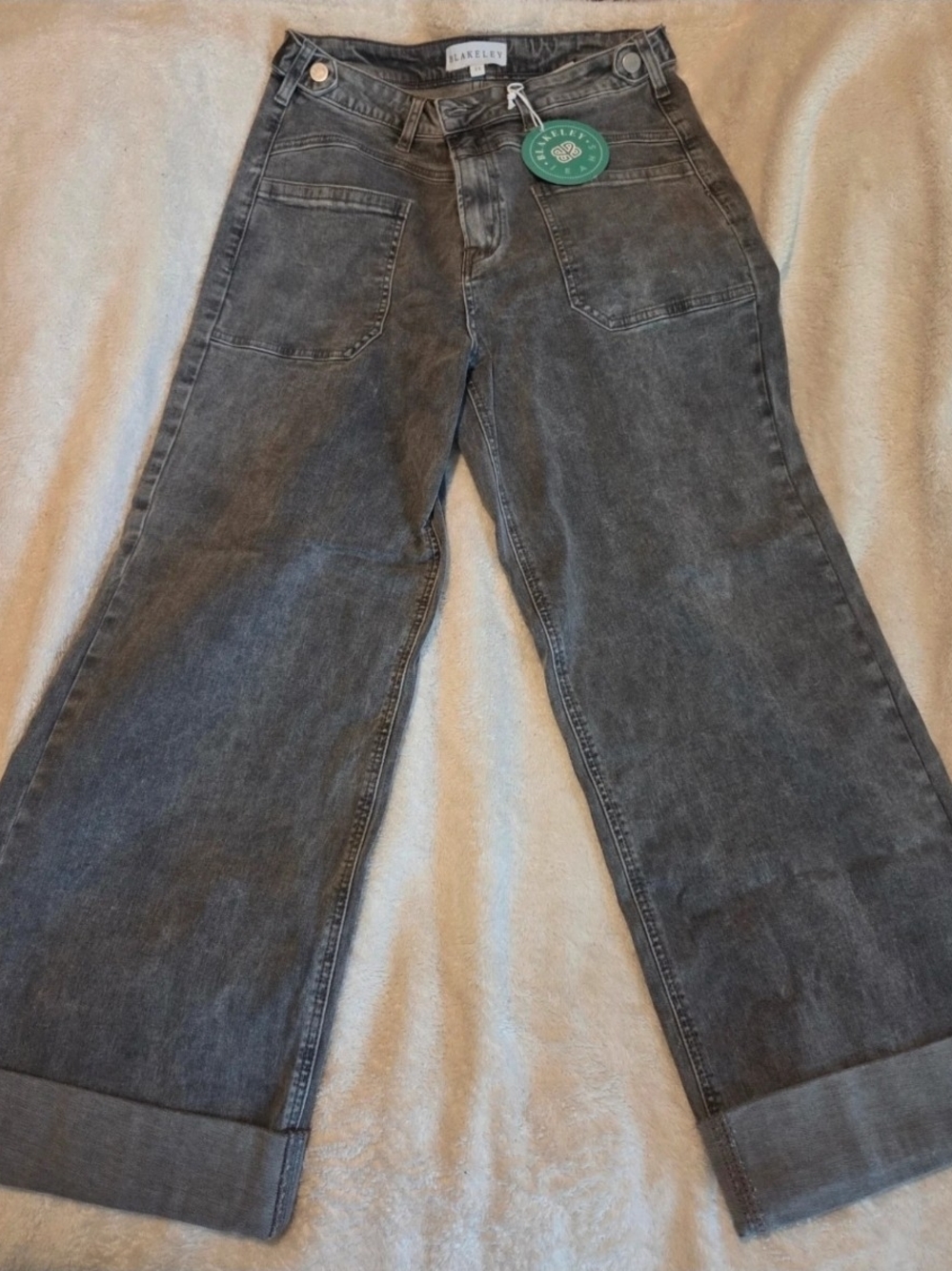 Blakeley High-Rise Gray Wide Leg Ankle Jeans